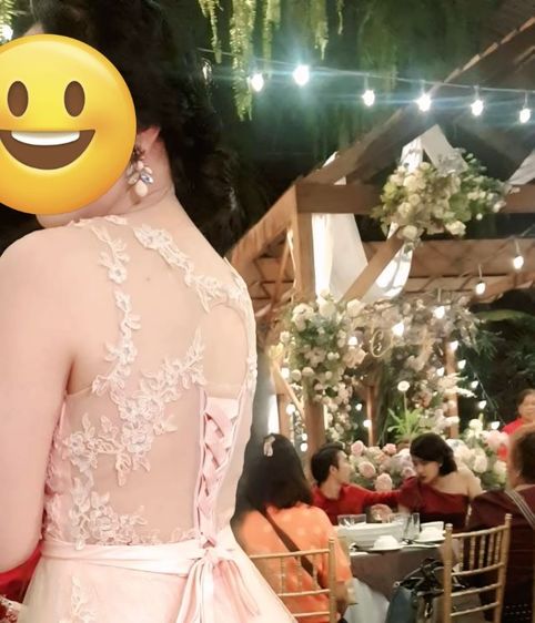 ชุดเดรสยาวสีโอลด์โรสปักลูกไม้ ใส่ออกงานสวยหรูดูหวานมาก สภาพ 99.99 เปอร์เซ็นต์