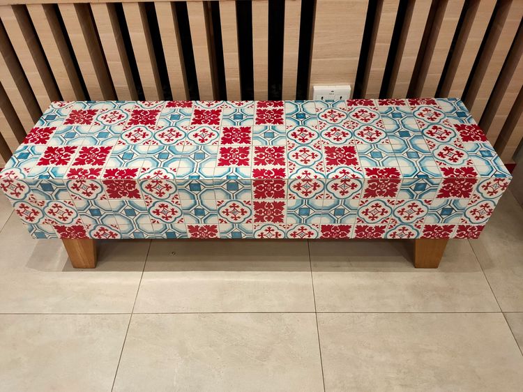 ม้านั่งลายดอกไม้ กระเบื้อง  LONG BENCH  