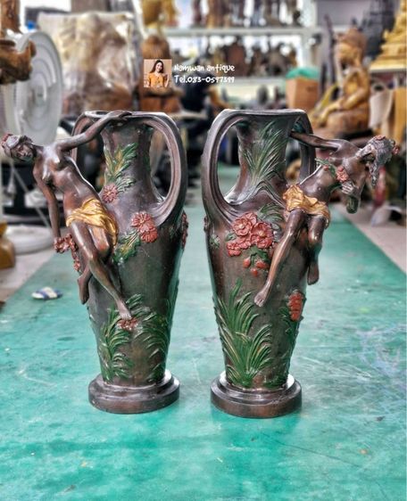 แจกันทองเหลืองเก่าคู่ รูปที่ 3