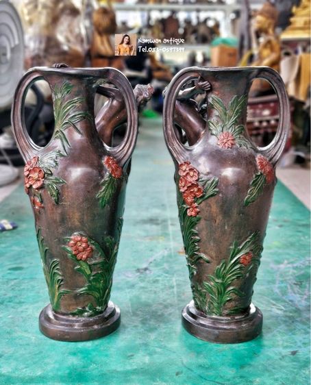 แจกันทองเหลืองเก่าคู่ รูปที่ 5