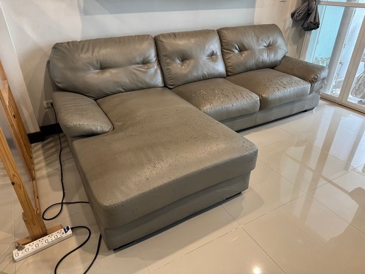 เทา หนัง 3 ที่นั่ง โซฟา koncept 