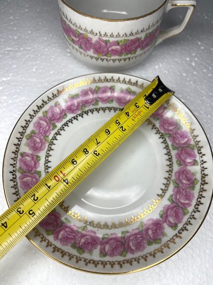 ถ้วยน้ำชา ดอกกุหลาบลงทอง งานเชโกสโลวาเกีย เก่าสะสม รูปที่ 13