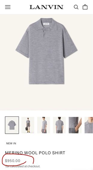 ⚠️MADE IN ITALY‼️เสื้อโปโล LANVIN ของแท้ EGYPTIAN COTTON  รูปที่ 8