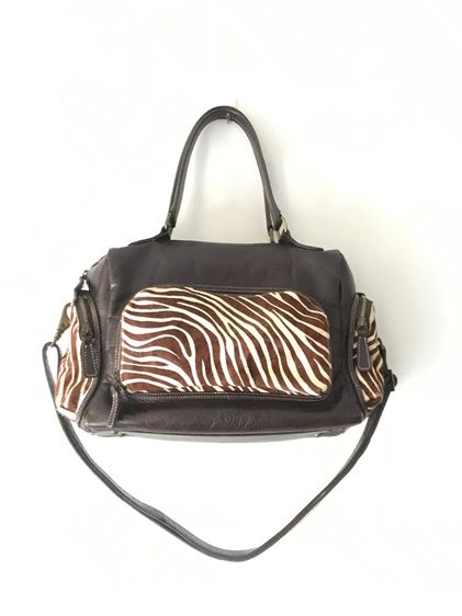 ไม่ระบุ น้ำตาล กระเป๋าหนังแท้ลายม้าลาย มือสอง สภาพดี ใช้น้อย