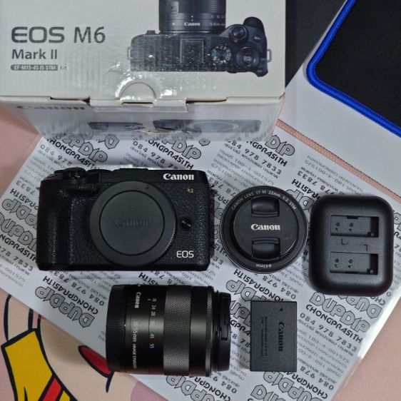 กล้องมิลเลอร์เลส Canon EOS M6ii  เลนส์ 18-55 , 22f2