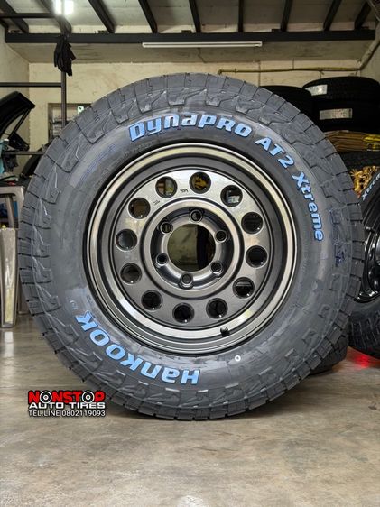 Hammer M01 ทรงลุง ขอบ16” 6รู139.7 กว้าง8” ET0 สีเทากัล ยาง 245 70 R16 Hankook AT2 Xtreme ปี25
