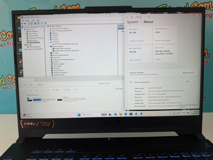 Asus TUF F15 FX507ZC4 Core i7 Gen12 Ram16 RTX 3050 ssd 512 รูปที่ 15