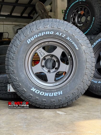 สำหรับรถยก 2” Bradley ขอบ16” กว้าง8.5” ET0 สีเทากัลด้าน ยาง 265 75 R16 Hankook AT2 Xtreme ปี25