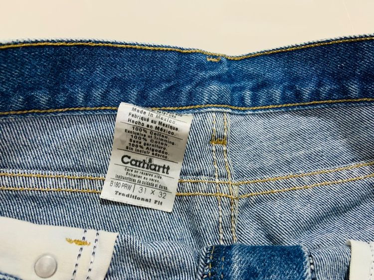 กางเกงยีนส์ Cathartt แท้ 💯 size ป้าย 31 32 วัดจริง ขนาด เอว 29-33 ใส่ได้ ยาว 18 นิ้ว สภาพเซอร์เดิม เฟดขึ้นสวย หายากน่าสะสมครับ รูปที่ 5