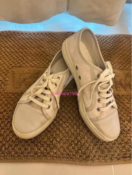 รองเท้าผ้าใบ ขาว ผ้าใบ UK 4.5 | EU 37 1/3 | US 6 อื่นๆ Gucci Script Logo Canvas Sneaker