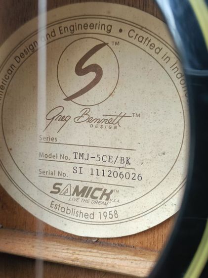 กีตาร์โปร่งไฟฟ้า Greg Bennett TMJ‑5CE-BK รูปที่ 3