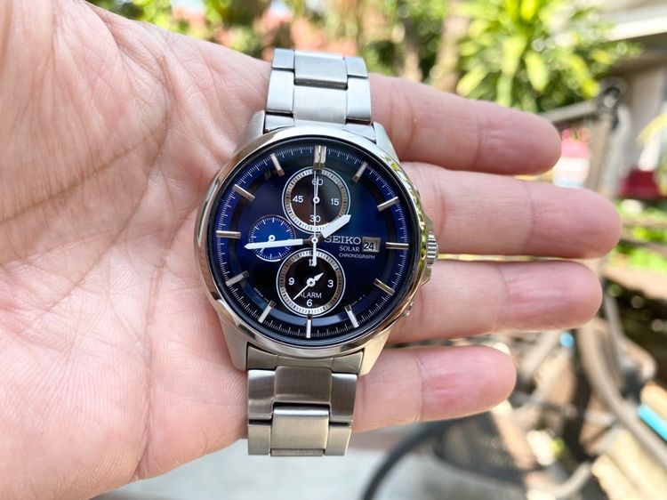น้ำเงิน นาฬิกาSeiko Solar Chronograph Alarm แท้ศูนย์