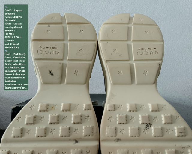 GUCCI Rhyton Sneakers, Men's 8.5UK 42EU(27.0cm) Original Made in Italy ของแท้ มือ 2 สภาพเยี่ยม, รองเท้า Gucci หนังแท้สวย พื้นเต็ม งดงามมาก รูปที่ 10