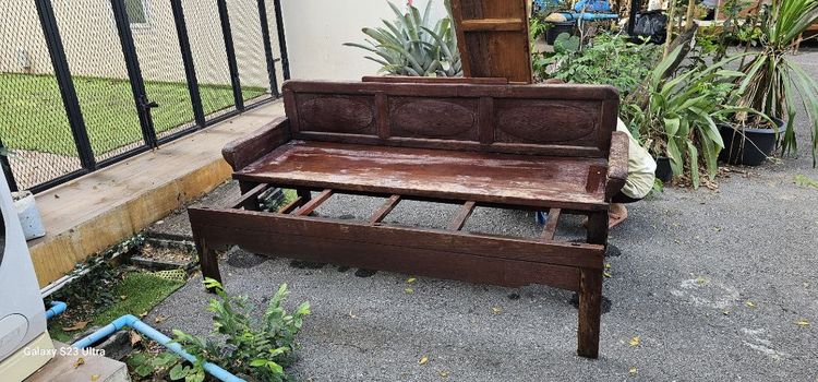 เตียงชักไม้สักโบราณ