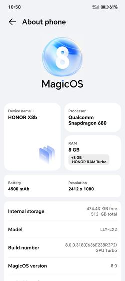 Honor X8b RAM 8gb  ROM 512GB รูปที่ 3