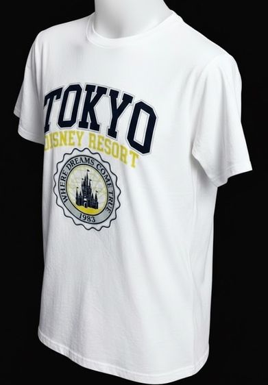 Disney Tokyo Resort Unisex T-Shirts Like College Logo TDR White รูปที่ 4
