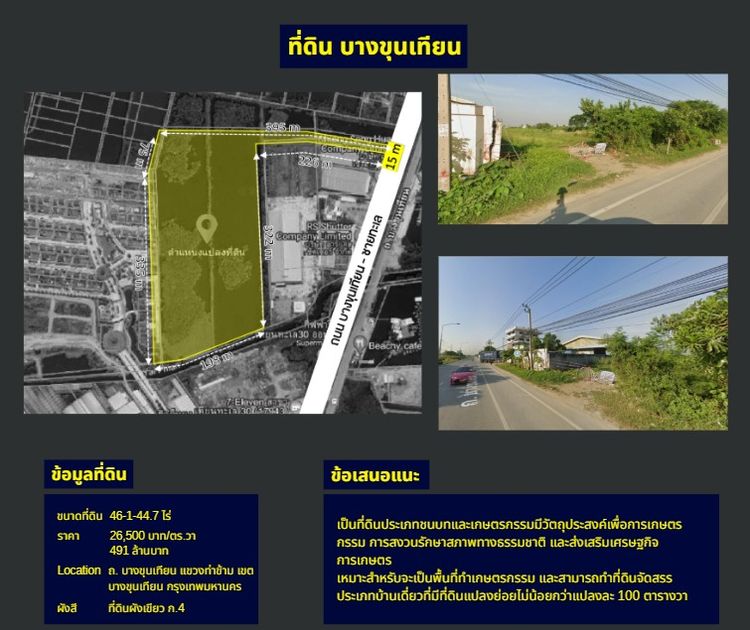 ที่ดินทำเลทอง ติดถนนบางขุนเทียน