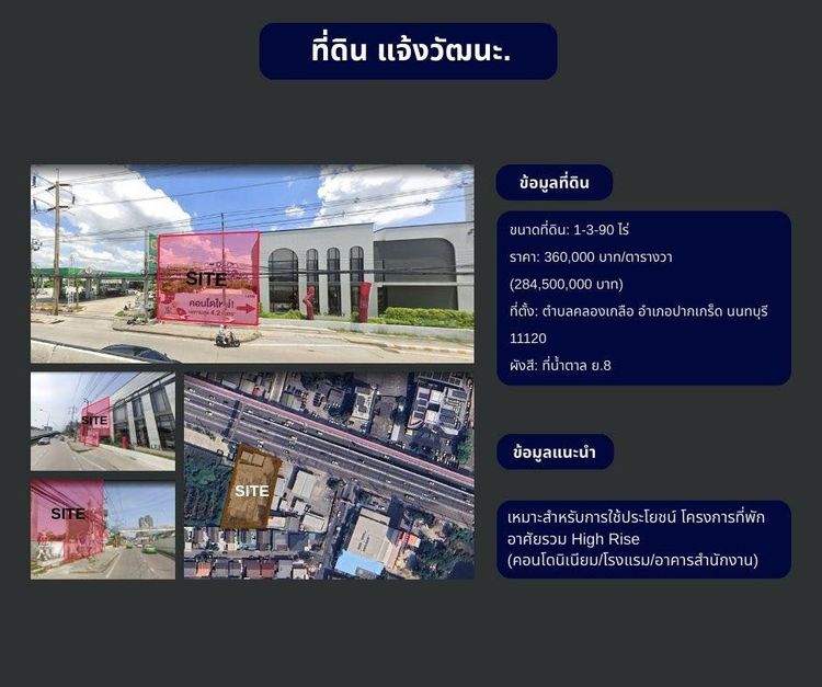 ที่ดินทำเลศักยภาพ แจ้งวัฒนะ