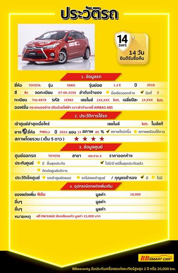 Toyota Yaris 2016 1.2 E Sedan เบนซิน ไม่ติดแก๊ส เกียร์อัตโนมัติ ส้ม รูปที่ 2