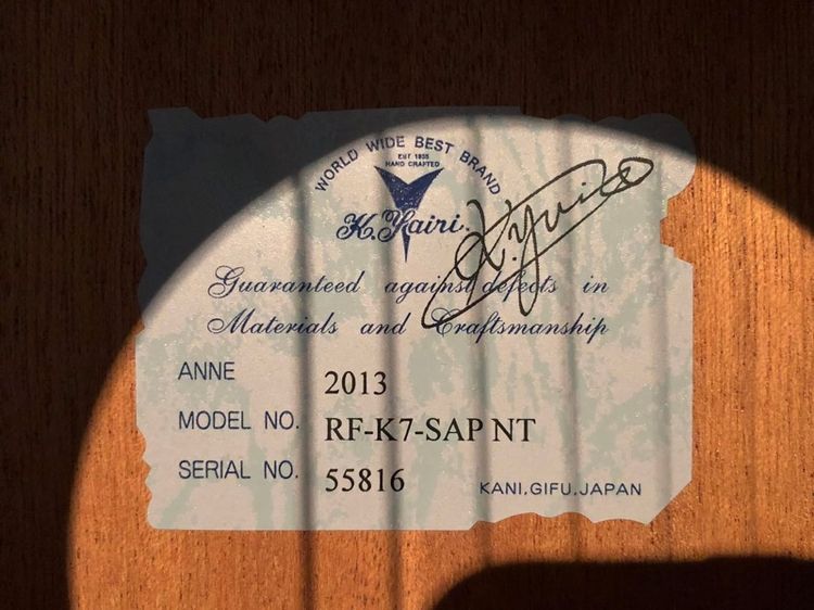กีตาร์ K.Yairi RF-K7-SAP NT Japan รูปที่ 17