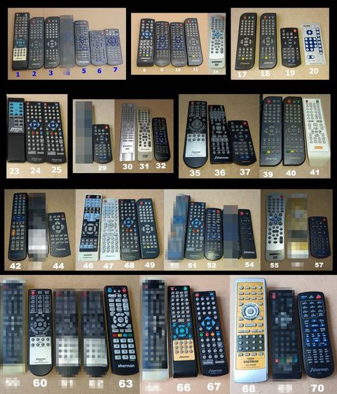 Sherman REMOTE (1-98) รีโมท เชอร์แมน เครื่องเสียง DVD VCD CD TAPE VDO LASER DISC BLU RAY COMBO แผ่นเสียง KARAOKE TV