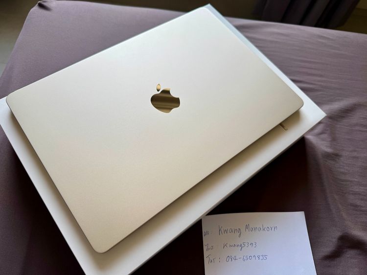 Apple แมค โอเอส อื่นๆ ไม่ใช่ ขาย Macbook Air 15 นิ้ว สี Starlight ชิป M3  Key Eng สภาพสวย ใช้งานปกติ