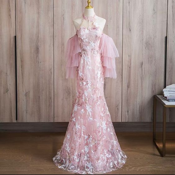 เดรสออกงานสีชมพู ชุดราตรี มือ 1 ไม่เคยใส่ ✨