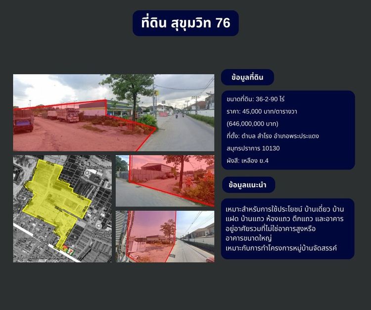 ที่ดินทำเลศักยภาพ สุขุมวิท 76