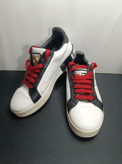 ขาว UK 5 | EU 38 | US 6.5 รองเท้าผ้าใบหนังแท้ งานอิตาลี ลายไพ่ Queen of Hearts (มือสองสภาพดี) เบอร์ 38 ยาว 24 cm