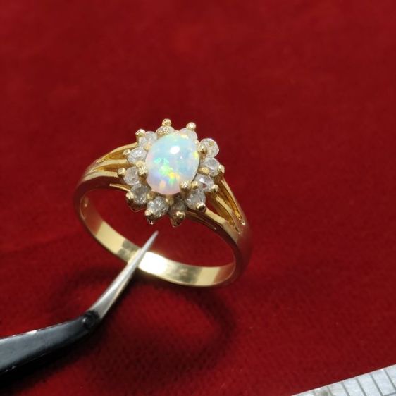 🔖แหวนสีทอง โอปอลแท้ สีเหลือบรุ้งสวยมาก มีตอกโค้ด ของจริงสวยมากๆ รูปที่ 9