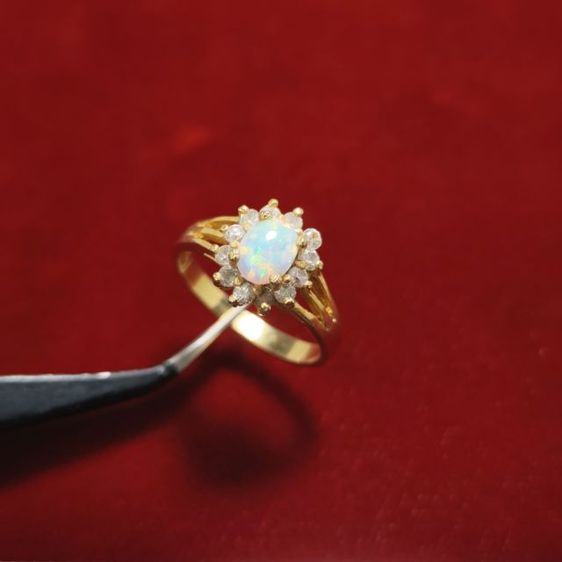 🔖แหวนสีทอง โอปอลแท้ สีเหลือบรุ้งสวยมาก มีตอกโค้ด ของจริงสวยมากๆ