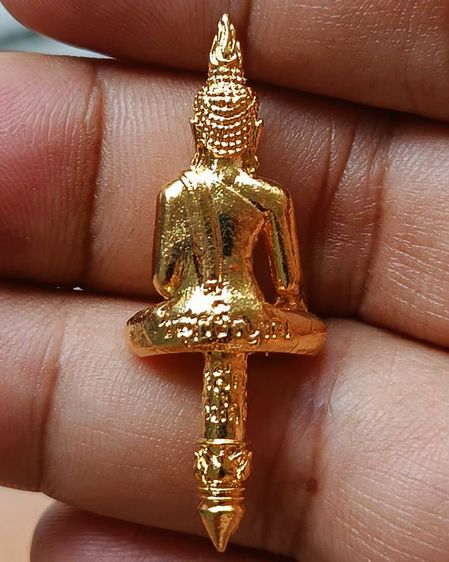 พระยอดธง วิสุทธิญาณ หลวงพ่อสมเชาย วัดเขาสุกิม รุ่นสร้างเจดีย์ พิมพ์เสาเหลี่ยม-เสากลม กะไหล่ทอง ปี 2536 รูปที่ 4