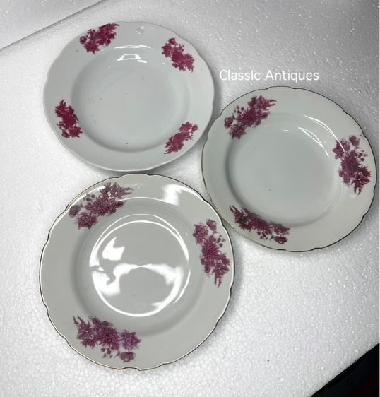 จาน ลายดอกแดง โบราณเก่าสะสม รูปที่ 3