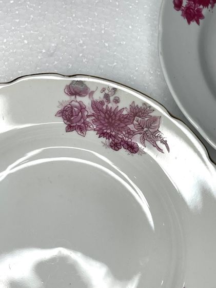 จาน ลายดอกแดง โบราณเก่าสะสม รูปที่ 7