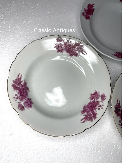 จาน ลายดอกแดง โบราณเก่าสะสม รูปที่ 5