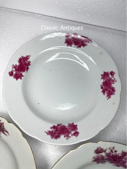 จาน ลายดอกแดง โบราณเก่าสะสม รูปที่ 4