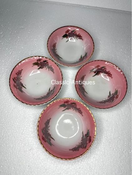 ชาม ลายดอกไม้ ขอบทอง เก่าสะสม