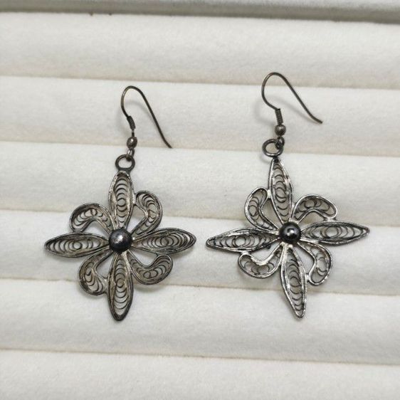 🔖ต่างหูกะไหล่เงิน ชิ้นใหญ่ ของจริงสวยมาก งานวินเทจ รูปที่ 5