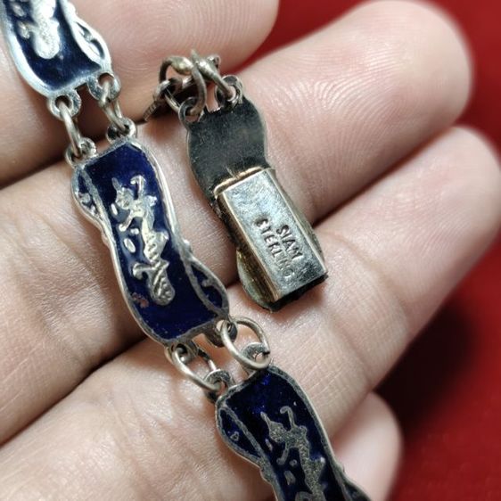 🔖ข้อมือเงินแท้ลงยา ตอกSiam Sterling ข้อมือนางรำวินเทจ งานจากต่างประเทศ รูปที่ 3