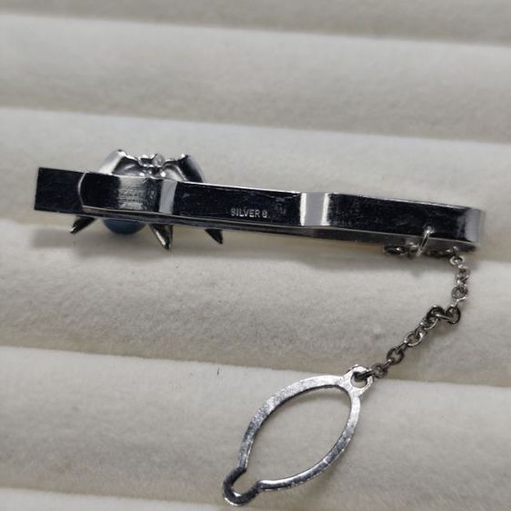 🔖หนีบไทด์ ตอกโค้ด Silver G แต่งมุกอะโกย่าสีฟ้าหายาก  งานจากญี่ปุ่น รูปที่ 4