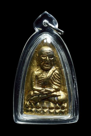 หลวงพ่อทวดวัดช้างให้หลังเตารีดเนื้อเปียกทองปี 2505 พร้อมเลี่ยมพลาสติก รูปที่ 2