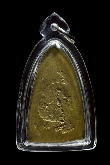 หลวงพ่อทวดวัดช้างให้หลังเตารีดเนื้อเปียกทองปี 2505 พร้อมเลี่ยมพลาสติก รูปที่ 3