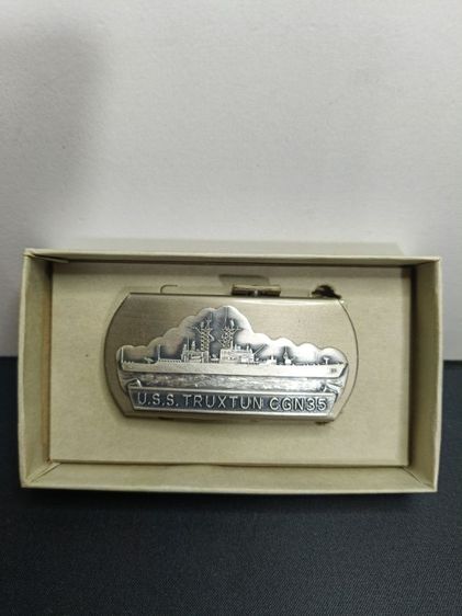 หัวเข็มขัดวินเทจ (Vintage Belt Buckle) ของเรือรบสหรัฐฯ U.S.S. TRUXTUN CGN 35 ซึ่งเป็นเรือลาดตระเวนติดอาวุธนำวิถีพลังงานนิวเคลียร์