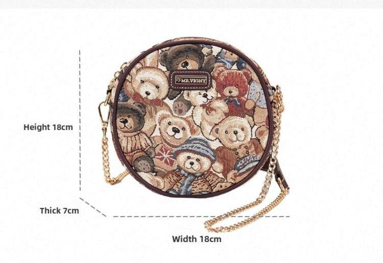 กระเป๋าสะพายข้างลายหมีสีดำสายโซ่BA0119 รูปที่ 4