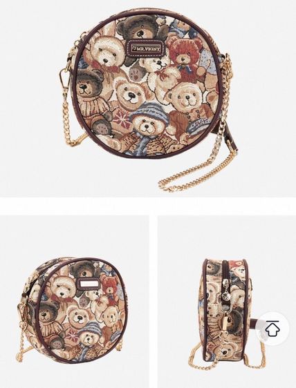 กระเป๋าสะพายข้างลายหมีสีดำสายโซ่BA0119 รูปที่ 7