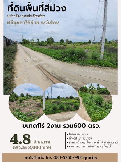 ขายที่ดินสีม่วง 1 ไร่ 2 งาน 