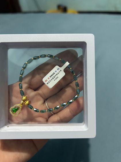 กำไลข้อมือเครื่องรางนำโชค รูปน้ำเต้าคริสตัล มรกต รูปที่ 2