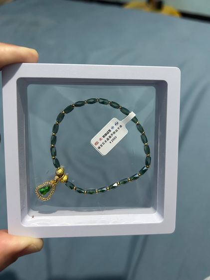 สร้อยข้อมือ จิวเวอรี่ กำไลข้อมือเครื่องรางนำโชค รูปน้ำเต้าคริสตัล มรกต