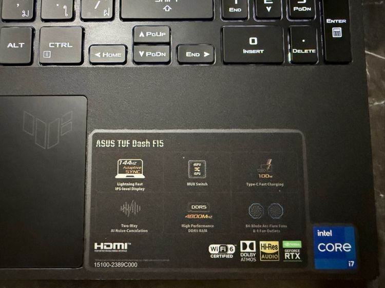 ขาย Note Book ASUS TUF F15 FX517ZE-HN050W I7-12650H Ram 16gb RTX 3050TI 4 GB GDDR6 512gb SSD M.2 สภาพสวยๆ เลยครับผม รูปที่ 5