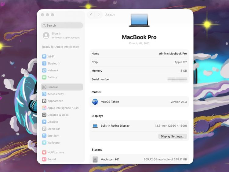 MacBook Pro 13-inch M2 2022 Ram8GB SSD256GB SpaceGray รูปที่ 12